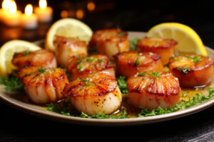 Air Fryer Bacon-Wrapped Scallops with Lemon Zest