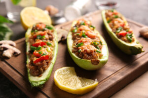 Air Fryer Stuffed Zucchini Boats