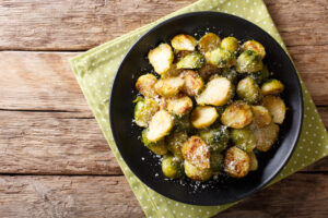 Air Fryer Brussels Sprouts with Garlic and Parmesan